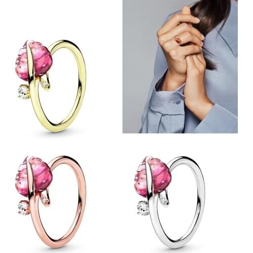 Seialoy Fashion Pink Leaves Leaf ring For Women Men Wedding Rings Gold Rose Couple Sparkling Crystal Ring Jewelry Gift