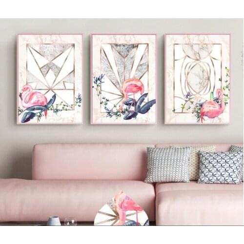 Nordic Style of Fresh Gold Foil Plant Canvas Painting Wall Art Picture for Living Room Decoration No Framed 3 Panels