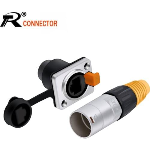 10pcs/lot Waterproof RJ45 Panel Mount Chassis 8P8C RJ45 Plug Jack Ethernet Plug Socket Connector Waterproof IP65 Wholesasles