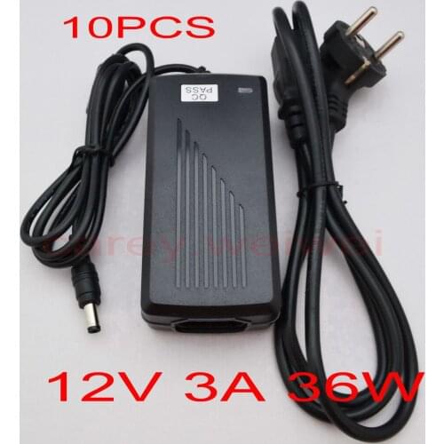 High quality 10PCS 12V 3A 36W Led Power Adapter for LED Light or LCD Monitor(5.5*2.1 or 5.5*2.5 )US,EU,AU, UK,Plug+AC cable