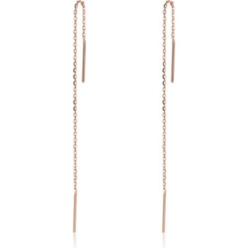 Solid AU750 Rose Gold Dangle Earrings Women O Link Dangle Earrings 0.7g