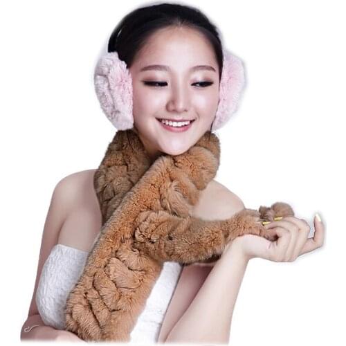 Zero fish 2019 Autumn Lady Genuine Rex Rabbit Fur Scarves Wraps Winter Women Fur Accessory Rings Females Neckerchief