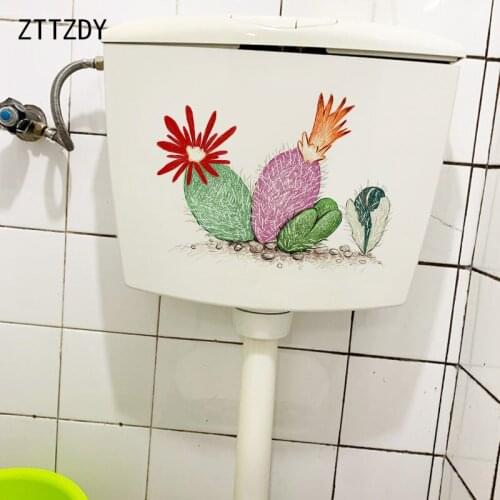 ZTTZDY 26.7×20.2CM Colored Cartoon Cactus Kids Room Wall Decoration Creative Plant Toilet Stickers T6-0056