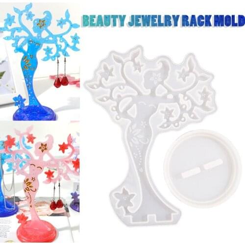 1 Set Epoxy Resin Silicone Moulds Table Jewelry Holder Mould Necklace Rack Resin Storage Mould Earrings Display Casting Crafts