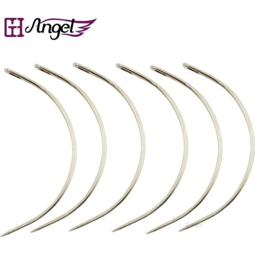 144pcs/bag 6cm C J I Shape Weft Extension Weave Repair Needle Wig Braids Track Sewing Hair Extension Needle Threader Tools
