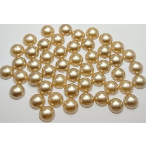 200 Coffee Half Pearl Bead 10mm Flat Back Round Gems Scrapbook Craft