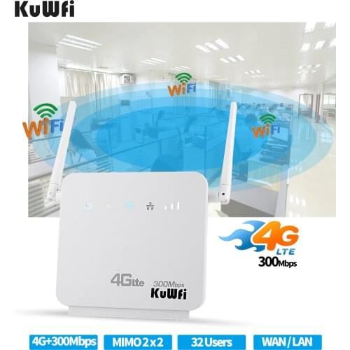 300Mbps Wireless CPE 4G LTE Wifi Router FDD/TDD LTE WCDMA Unlock Routers Up to 32users With Dual Antennas SIM Card Slot WAN/LAN