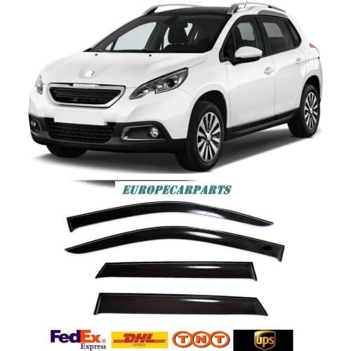 For Peugeot 2008 / 2012-2018 Side Window Visors Sun Rain Guard Vent Deflectors 4 pieces