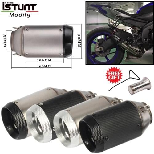 51MM 60MM Universal Motorcycle Exhaust Pipe Escape Carbon Fiber Muffler with DB killer For RSV4 GSXR600 Z1000 ER6N K7 R6 Z900 R1