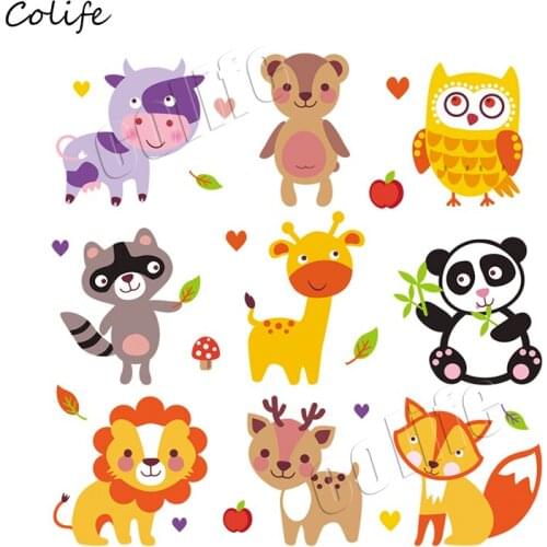 9Pcs/Set Animal Iron On Patch Cute Heat Transfer Clothing Deco Diy Accessory Badges New Design Washable Stickers