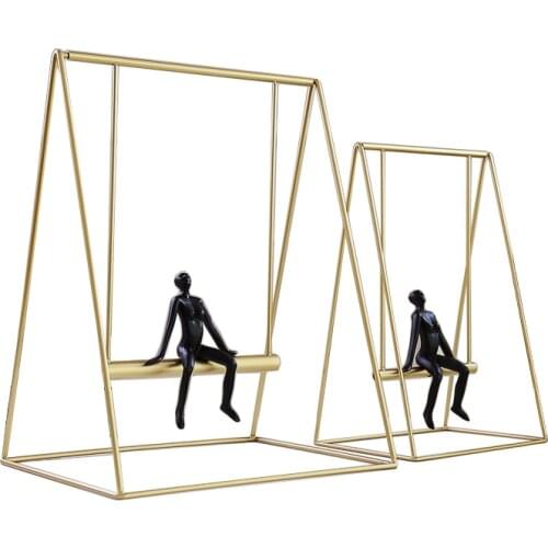 Abstract Resin Meditation Figurine Handmade Metal Life Thinking Statue Swing Model Decor Home Art and Craft Ornament Furnishing