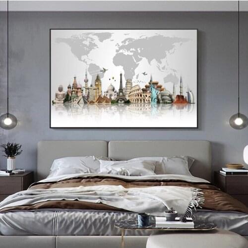 Abstract Art Landscape Building Canvas Painting Wall Art Posters Prints Wall Pictures for Living Room Home Wall Cuadros Decor