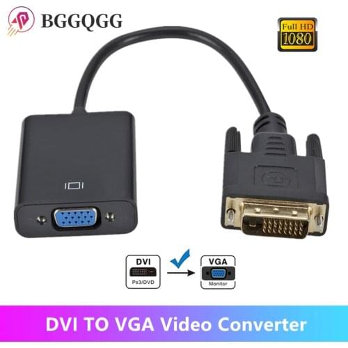 BGGQGG DVI Male to VGA Female Adapter Full HD 1080P DVI to VGA Adapter 25Pin to 15Pin Cable Converter for PC Computer Monitor