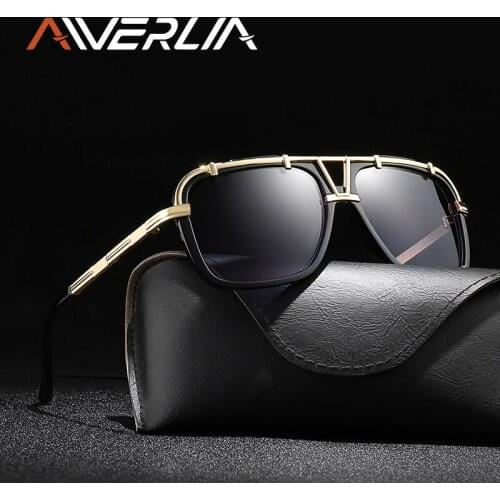 AIVERLIA Fashion Unisex Sunglasses Men Women Oversized Driving Sunglasses Female Classic Square Glasses UV400 Metal Frame AI66