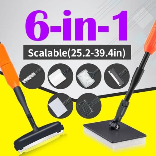 Aquarium Cleaning Tools Kit, 6-in-1 Fish Tank Cleaner Kit, Algae Scraper Glass Scrubber Pad Sponge Telescopic Handle Brush