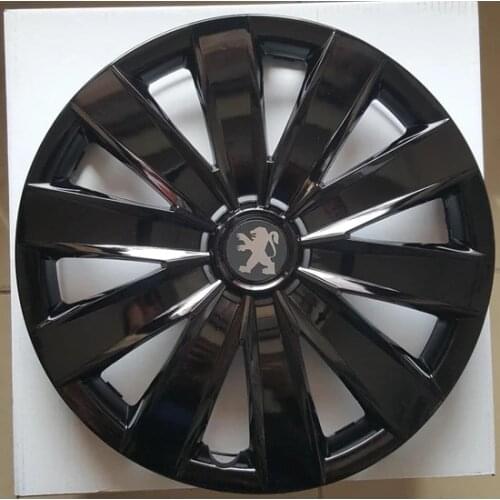 Car Wheel Rim Cover For Peugeot R14 Piano Bright Black Hub Flexible Caps 14 inch 4pcs/set With Emblem Auto Accessories