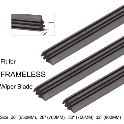 2Pcs/Set Car Wiper Blade Strip Wiper Accessories Frameless Vehicle Windshield Insert Natural Rubber 26"28"30"32"