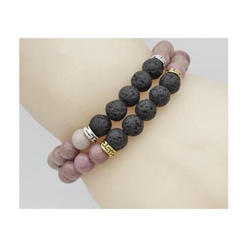 8mm uhg32 Reiki Chakra black volcanic lava Bracelet Rhodochrosite Buddha Yoga stone bead essential oils diffuser Bangles