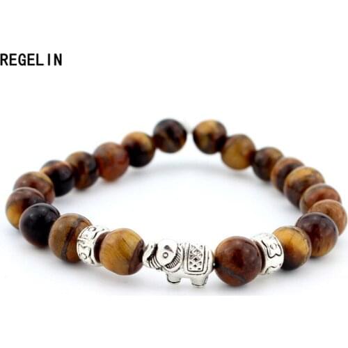 REGELIN Natural Stone Bead Buddha Bracelets For Women Men Jewelry Black Lava Druzy Gift Bracelets Elephant Bangles Pulseras