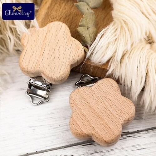 Baby Wooden Clips Baby Pacifier Dummy Clip Holder Beech Wooden Teether DIY For Nipple Chain Accessories Soother Clasp Metal Toys