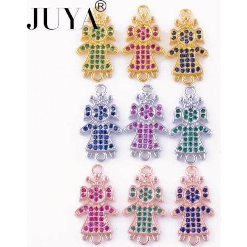 DIY Jewelry Making Accessories 3 Pcs wholesale Multi-color Zirconia Crystal Lovely Kids Charms Crown Girls Pendants Connectors
