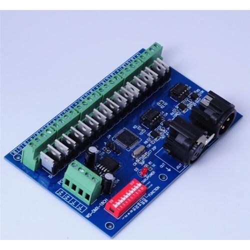 DMX512 LED Controller RGB Controller WS-DMX-18CH 18 Channels 12V-24V Decoder Controller Dimmer for RGB LED Strip Lamp Light