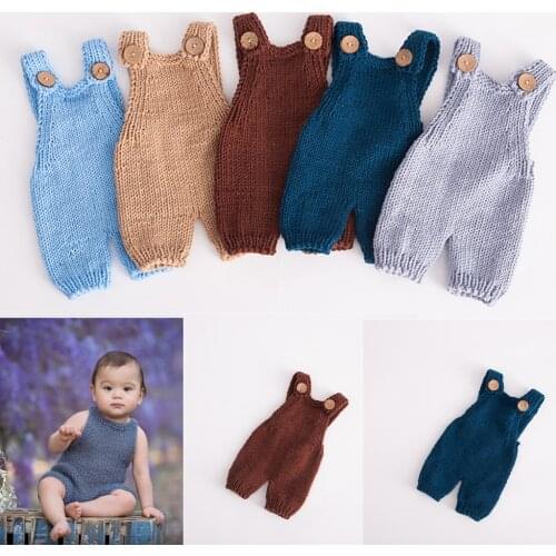 Newborn Photography Props Baby Photography Clothing Suspenders Manual Knitted Romper Baby Photo Props Shoot Babies Accessories