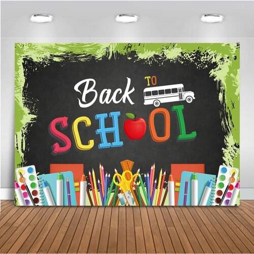 Photography Backdrop Back to School Bus Books Pencils Background for Photo Booth Studio Party Decoration Supplies Chalkboard