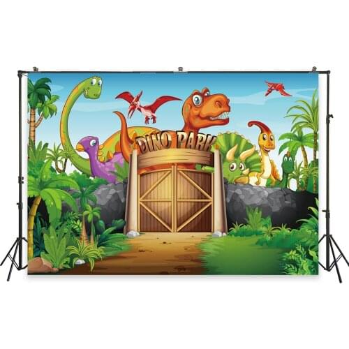 HUAYI Photo Background Newborns Baby Shower Birthday Photography Backdrops Dinosaur park Studio Photobooth Backdrop XT-6549