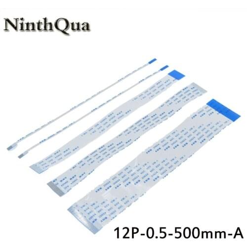 EClyxun 2pcs New FFC FPC 12pin flat flexible cable 0.5mm pitch 12 pin forward Length 500mm Width 6.5mm Ribbon 12p Flex Cable