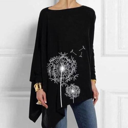Cotton Irregular Women Blouses 2021 Spring Female Print Tops Casual O Neck Long Sleeve Blouse Lady Tunic Plus Size Blusas Shirts