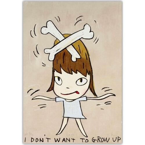 Holover Yoshitomo Nara"I Don't Want to Grow Up"Canvas Oil Painting Japanese Unframed Cartoon Wall Art Home Decor Aesthetic