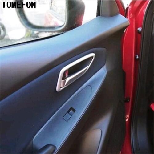 TOMEFON For Mazda 2 Mazda2 Demio DJ 2014 2015 2016 ABS Chrome Interior Inner Door Handle Doorknob Cup Bowl Trim