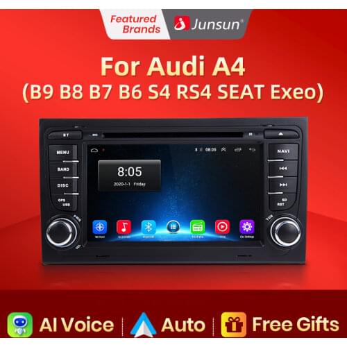 Junsun Android 10.0 DSP 2 din Car Radio Multimedia Video Player For Audi A4 B8 B7 B6 S4 RS4 B7 SEAT Exeo Navigation GPS 2din DVD