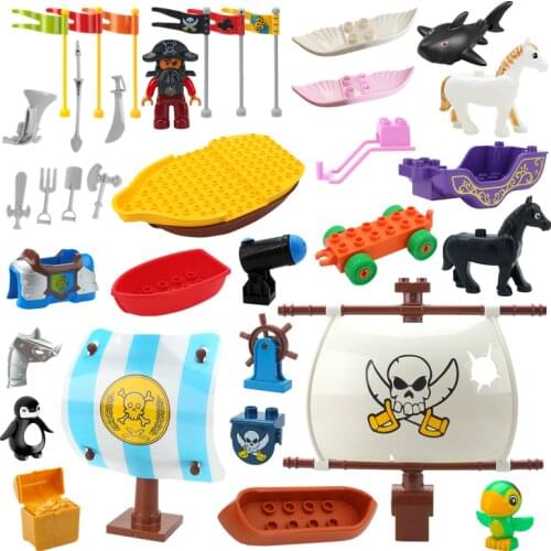 MOC DIY Adventure Ship Series Large Building Blocks Compatible Big Size Bricks Pirates Children Kids Assembly Toys Girl Boy Gift