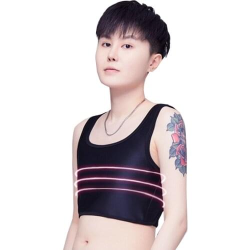 FTM Corset Tube Tops Mesh Breathable MAGIC TAPE Chest Binder Without Clips for Tomboy Trans Lesbian Crossdresser