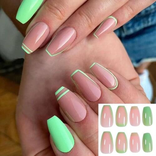 Summer Short Natural Nude White French Nail Tips False Fake Nails UV Gel Press on Ultra Easy Wear for Home Office Wear