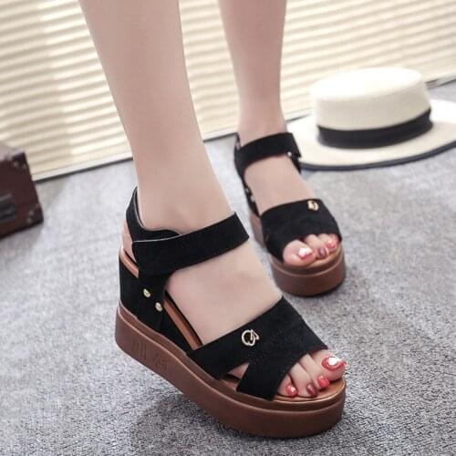 Summer Women Platform Sandals Female Wedges Shoes Fish Mouth Shoes Thick Bottom Roman Sandals 2019
