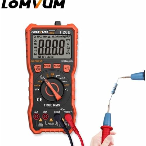 LOMVUM NCV Digital Portable Digital Multimeter 6000 counts AC/DC Voltage Meter Voltmeter Tester Meter Handheld LED Large Screen