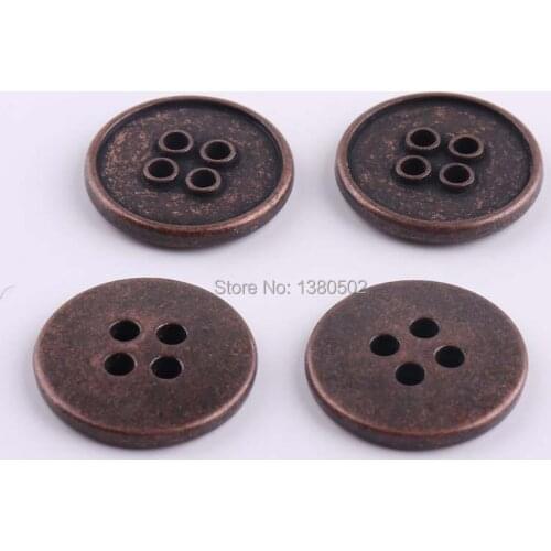 10PCS/lot 20mm Copper Color Round Shape 4-holes Button Metal Sewing Buttons for Clothes