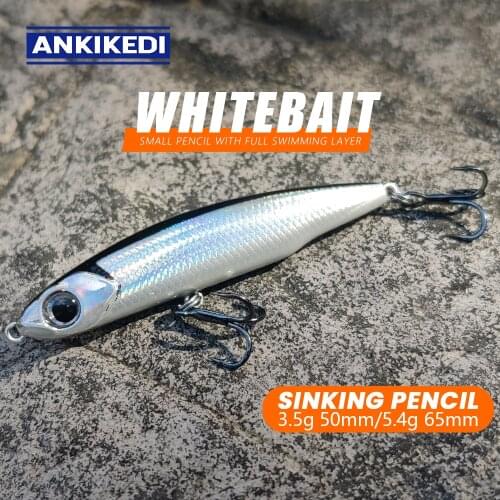 ANKIKEDI 3.5g 5.5g Mini Pencil Minnow Fishing Lure Hard Bait Diving Sinking Treble Hooks Artificial Bait Hard Lure Rockfishing