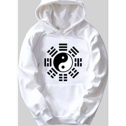 Kung Fu I Ching Bagua Ba Gua Tai Chi Yin Yang Feng Shui Compass Man Boy Hoodie Autumn Winter Fleece Couple Clothes ZIIART