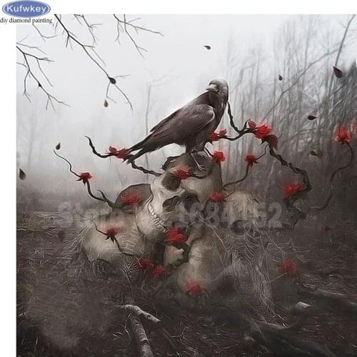 Gothic art Diamond Embroidery skull and roses 5D DIY Diamond Painting Rhinestone Mosaic Diamond Painting Cross-Stitch kits B746