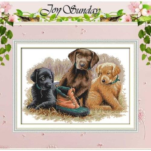 Three Dogs Patterns Counted Cross Stitch 11CT 14CT Cross Stitch Sets Wholesale Animals Cross Stitch Kits Embroidery Needlework