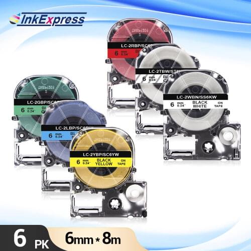 Multiple Color Tape for Epson ST6KW SS6KW SC6RW SC6YW SC6BW SC6GW Label Tape 6mm for King Jim Epson LableWorks Label Maker