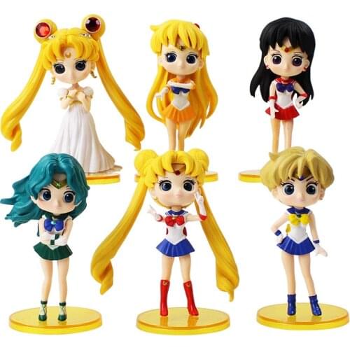 New Cartoon Anime Sailor Moon Tsukino Action Figure Wings Toy Doll Cake Decoration Collection Model Toy