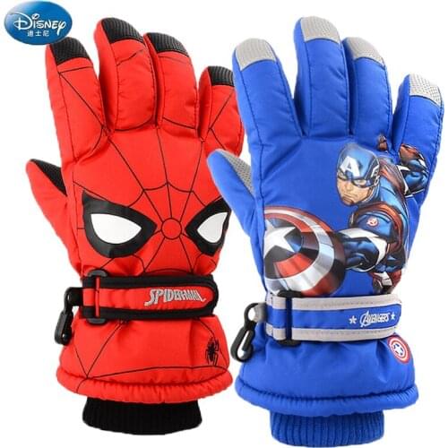 Original Disney Spider man Captain America Frozen elsa winter glove children Toy doll Ski gloves Christmas gift High Quality