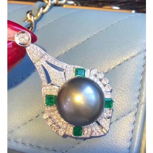 D305 Fine Jewelry 925 Sterling Silver 11-12mm Natural Ocean Tahiti Pearl Pendants Necklaces for Women FIne Pearls Pendants