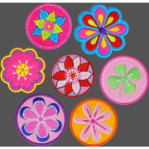 Lotus Flower Patches Iron On Patch Mandala Geometric Bloom 3D Embroidered Stickers For Jeans DIY Clothes Decor