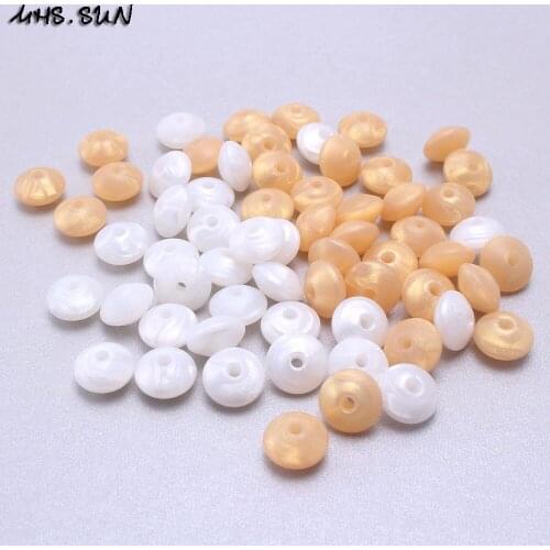 MHS.SUN Food Grade Oblate Saucer Shape Silicone Beads Gold&White Loose Teething Beads For Chewable Pacifier Toys/Jewelry DIY